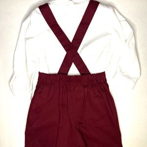 Edgehill Girls Collection Size 12 month burgundy shorts, suspenders, white top